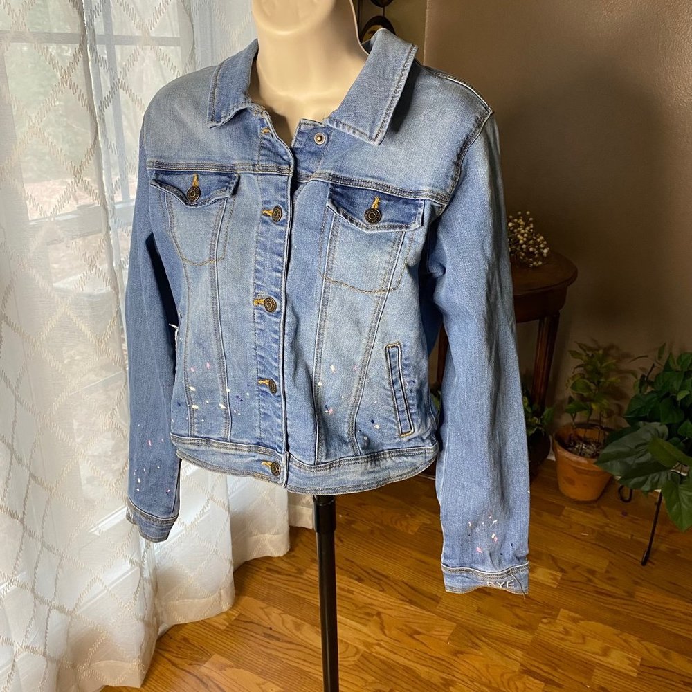 Cat and Jack Denim Jacket Long Sleeve Decorated Youth size XL